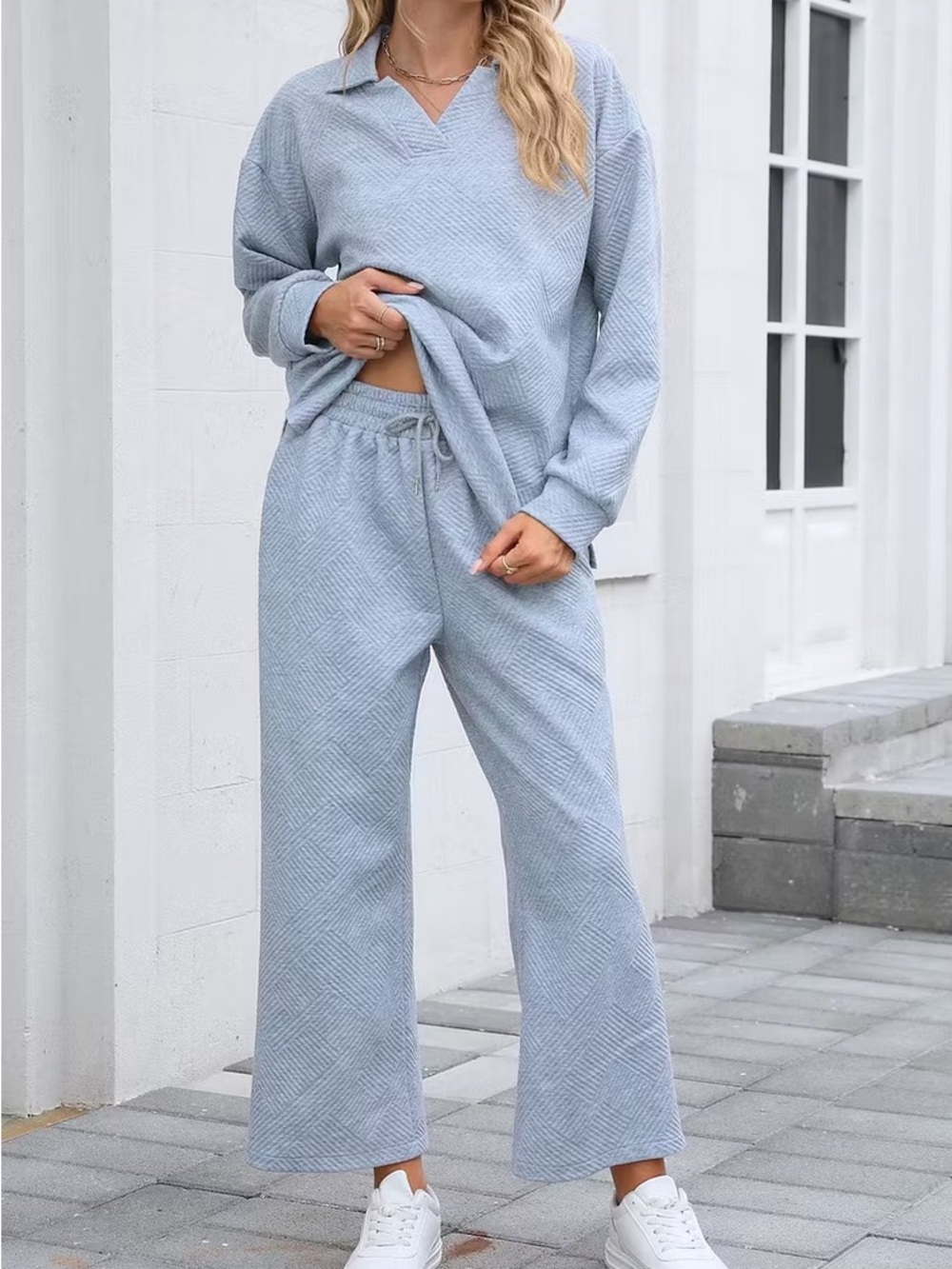 Gray  Quilted Loungewear Set